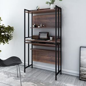 5-Tier Bookcase, Multi-Ways Adjustable Rack Shelf, Open Design Bookshelf for Home Office, Columbia Walnut