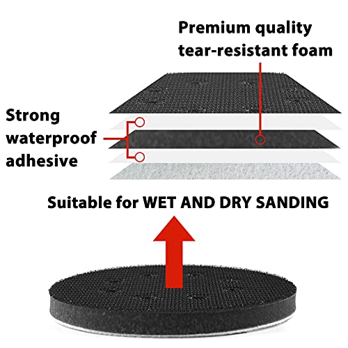 S&F STEAD & FAST 5 inch Orbital Sander Foam Pad 4 PCs, Interface Pad with 8 Holes, Foam Sanding Pads Hook and Loop, Soft Disc Pads with Cushion Sponge