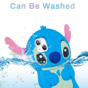 Lupct Blue Silicone Case for iPhone 13 3D Cartoon Animal Cute Funny Soft Protective Cases Kawaii Unique Character Cover, Fun Cool Skin Shell for Kids Teens Girls Guys for iPhone 13 6.1 inch