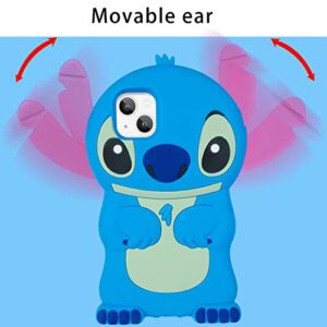 Lupct Blue Silicone Case for iPhone 13 3D Cartoon Animal Cute Funny Soft Protective Cases Kawaii Unique Character Cover, Fun Cool Skin Shell for Kids Teens Girls Guys for iPhone 13 6.1 inch