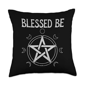 wiccan gifts & satanic gifts satanic i wiccan i pentacle i pentagram i blessed be throw pillow, 18x18, multicolor