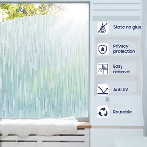 Viseeko Frosted Glass Window Film: Window Privacy Film No Glue Decorative Door Film UV Blocking Window Sticker Static Cling Removable for Meeting Living Room Reusable, 17.5 x 78.7 Inches …