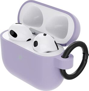 otterbox soft touch headphone case for airpods 3rd gen 2021, shockproof, drop proof, ultra-slim, scratch and scuff protective case for apple airpods, includes carabiner, purple