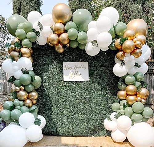132PCS Sage Olive Green Gold White Safari Jungle Wild One Boho Balloons Balloon Garland Arch Kit Baby Shower Birthday We Can Bearly Wait Party Decorations Supplies for Boy