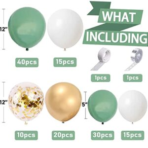 132PCS Sage Olive Green Gold White Safari Jungle Wild One Boho Balloons Balloon Garland Arch Kit Baby Shower Birthday We Can Bearly Wait Party Decorations Supplies for Boy