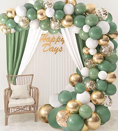 132PCS Sage Olive Green Gold White Safari Jungle Wild One Boho Balloons Balloon Garland Arch Kit Baby Shower Birthday We Can Bearly Wait Party Decorations Supplies for Boy