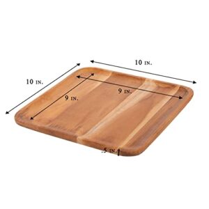 GoCraft Square Wooden Serving Platter | Teak Wood Platter, Serve Board | Charcuterie Platter - 10"