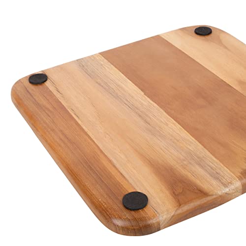 GoCraft Square Wooden Serving Platter | Teak Wood Platter, Serve Board | Charcuterie Platter - 10"