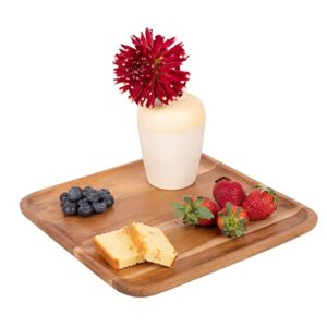 GoCraft Square Wooden Serving Platter | Teak Wood Platter, Serve Board | Charcuterie Platter - 10"