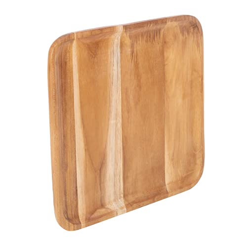 GoCraft Square Wooden Serving Platter | Teak Wood Platter, Serve Board | Charcuterie Platter - 10"