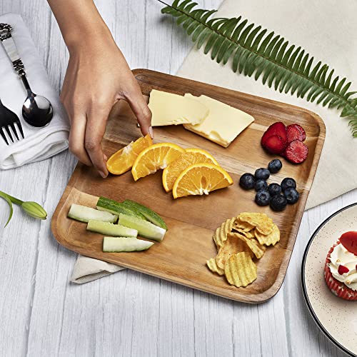 GoCraft Square Wooden Serving Platter | Teak Wood Platter, Serve Board | Charcuterie Platter - 10"