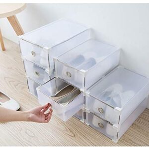 Senhill 12 Pack Shoe Storage Stackable Shoe Box Foldable Clear Plastic Shoes Holder Cabinet Transparent DIY Shoes Organizer Drawer Type Shoe Case Container