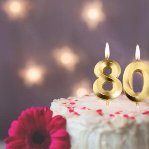 80th Birthday Candles,Gold Number 80 Cake Topper for Birthday Decorations Party Decoration