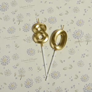 80th Birthday Candles,Gold Number 80 Cake Topper for Birthday Decorations Party Decoration