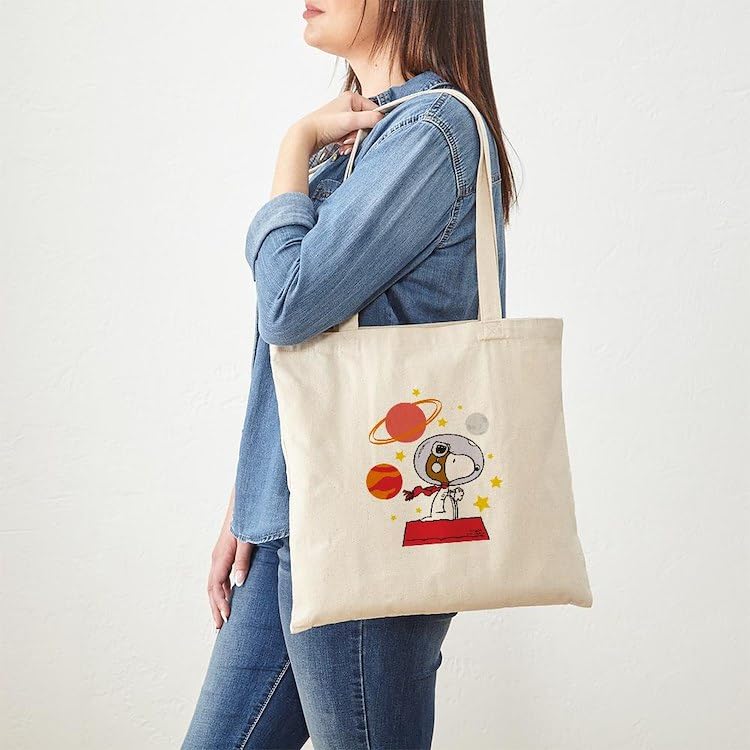 CafePress Space Snoopy Canvas Tote Shopping Bag