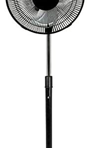 Impress Oscillating Pedestal Fan | Quiet | Aluminum Blades | 3-speeds | Adjustable Hight | Easy Assembly | Stable Base Design (10", Black)