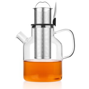 tealyra - large glass stove-top kettle 74-ounce - teapot - heat resistant borosilicate - pitcher - carafe - for tea juice water - hot or iced - 2200ml