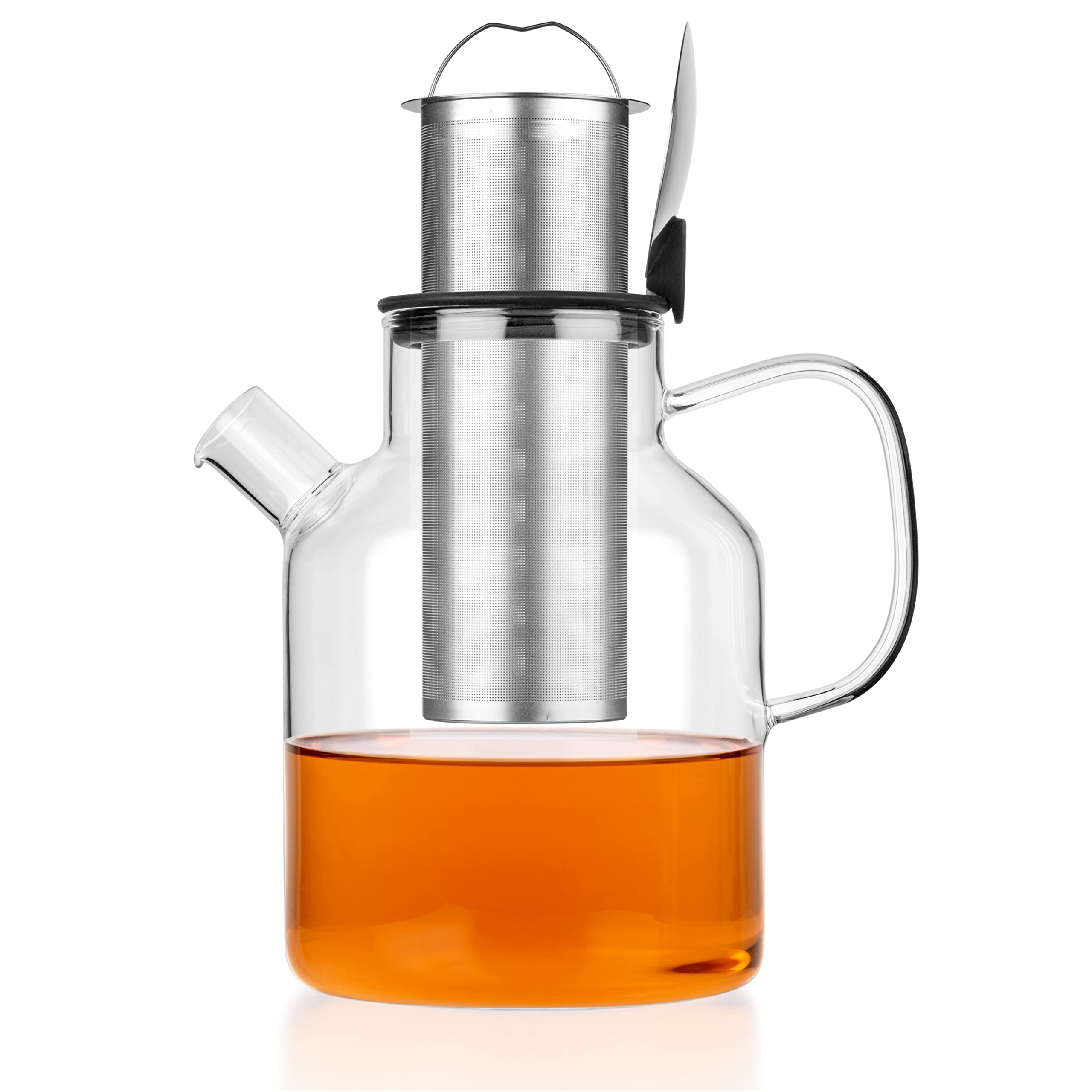 Tealyra - Large Glass Stove-top Kettle 74-ounce - Teapot - Heat Resistant Borosilicate - Pitcher - Carafe - For Tea Juice Water - Hot or Iced - 2200ml