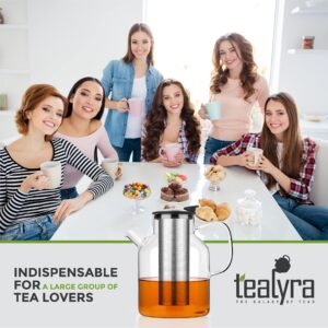 Tealyra - Large Glass Stove-top Kettle 74-ounce - Teapot - Heat Resistant Borosilicate - Pitcher - Carafe - For Tea Juice Water - Hot or Iced - 2200ml