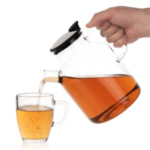 Tealyra - Large Glass Stove-top Kettle 74-ounce - Teapot - Heat Resistant Borosilicate - Pitcher - Carafe - For Tea Juice Water - Hot or Iced - 2200ml