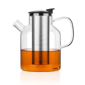 Tealyra - Large Glass Stove-top Kettle 74-ounce - Teapot - Heat Resistant Borosilicate - Pitcher - Carafe - For Tea Juice Water - Hot or Iced - 2200ml