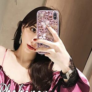 iPhone 13 Pro Max Glitter Case, Luxury Diamond Rhinestone 3D Perfume Bottle & Flower Soft TPU Cover for Women & Girls