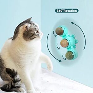 Petslucent Catnip Ball for Cats Wall, 3in1 Cat Toys Wall Ball Mint Balls Lick Roller, Cat Nip Silvervine Edible Kitty Safe Healthy Kitten Teeth Cleaning Dental Cat Toy Chew Toys Indoor