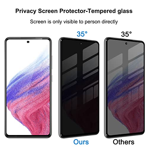 [2+2 Pack] Privacy Screen Protector for Samsung Galaxy A53 5G 2022 and Camera Lens Protector, Anti-Spy, Bubble Free, Easy Installation [Not Fit for Fingerprint Recognition] (Not for Galaxy A52)