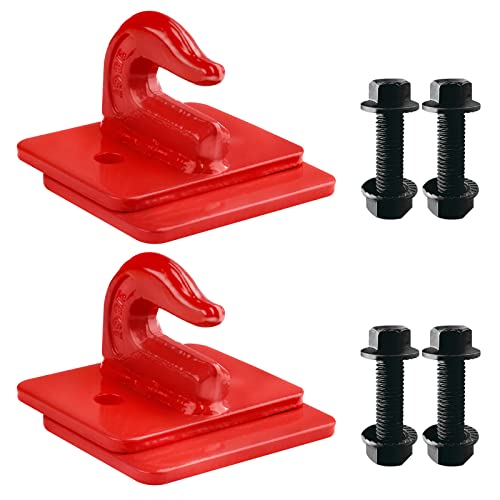 2Pack 3/8" Tractor Bucket Grab Hook, 17,000lbs Break Strength Grab Hooks with Grade 70 Forged Steel Tow Hook Bolt On Grab Hook for Tractor Bucket, RV, UTV, Truck and More (Red)