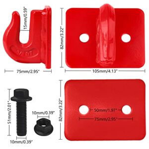 2Pack 3/8" Tractor Bucket Grab Hook, 17,000lbs Break Strength Grab Hooks with Grade 70 Forged Steel Tow Hook Bolt On Grab Hook for Tractor Bucket, RV, UTV, Truck and More (Red)