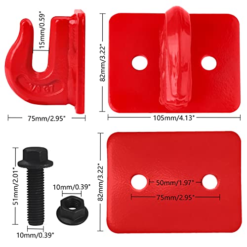 2Pack 3/8" Tractor Bucket Grab Hook, 17,000lbs Break Strength Grab Hooks with Grade 70 Forged Steel Tow Hook Bolt On Grab Hook for Tractor Bucket, RV, UTV, Truck and More (Red)