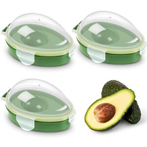 Avocado Keeper 3 Pieces Reusable Avocado Storage Container Individual Avocado Saver Avocado Pod Avocado Cover Avocado Holder Organizer for Refrigerator Fridge to Keep Avocado Fresh (Clear, Green)