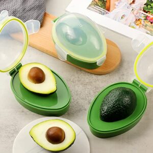 Avocado Keeper 3 Pieces Reusable Avocado Storage Container Individual Avocado Saver Avocado Pod Avocado Cover Avocado Holder Organizer for Refrigerator Fridge to Keep Avocado Fresh (Clear, Green)