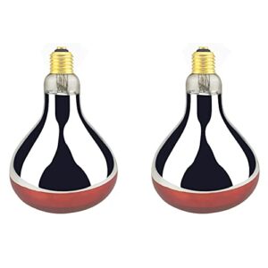 bongbada heat lamp bulb r40 250 watt 2 pack painted red infrared glass lamp bulb for food service, brooder bulb, chicks, pet, bathroom (red painted-1.0 version, r40/250w)