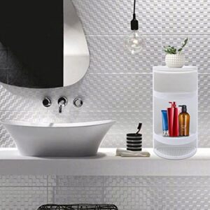 BJTDLLX Bathroom Corner Shelf, Waterproof Corner Locker Cosmetic Storage Rack Cabinet Storage Shelf, 3-Tire Rotating Triangle Scalloped Shelf Corner Shelves for Bathroom Storage Small Spac(White)