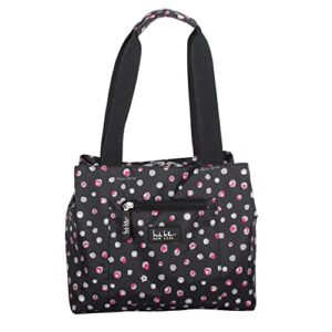 nicole miller insulated lunch bag tote –open cooler ice bag lunch box for food with drink bottle holder for women, men, picnic, boating, beach, fishing & work(multi dots black)