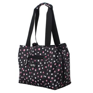 Nicole Miller Insulated Lunch Bag Tote –Open Cooler Ice Bag Lunch Box for Food with Drink Bottle Holder for Women, Men, Picnic, Boating, Beach, Fishing & Work(Multi Dots Black)