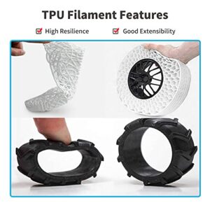 JAREES TPU 3D Filament 1.75mm,Black TPU 3D Printer Filament Dimensional Accuracy +/- 0.02 mm,1kg (2.2lbs) Spool,Fit Most FDM Printers