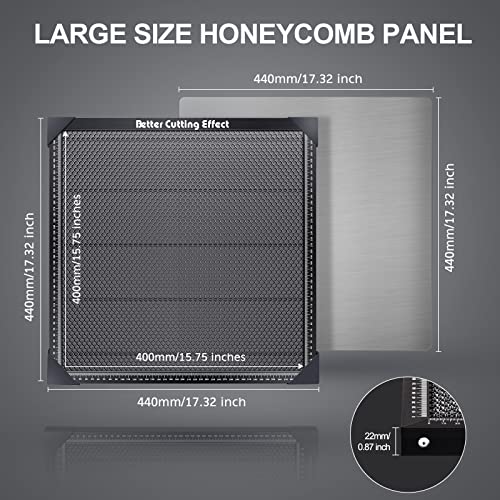 Ortur Selected Honeycomb Laser Bed 400mm x 400mm, Laser Honeycomb Working Table Panel for Laser Engraver Accessories, Fast Heat Dissipation, Desktop Protection, 17.32"x17.32"x0.87"