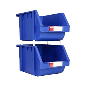 djc supply blue large 8.4" x 11" x 6.9" heavy duty thermoplastic storage bin, stackable, hangable, side connect (2 pack)