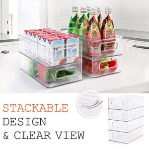 LotFancy Refrigerator Organizer Bins, 4 Pack,10x6x3 in, Clear Plastic Storage Bins for Pantry Organization, Stackable Containers for Fridge, Kitchen Drawer, Freezer, Cabinet