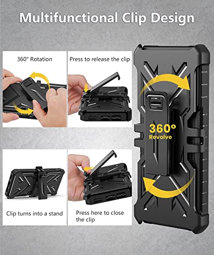 Case for Samsung Galaxy A13 5G: Military Grade Drop Proof Protection Rugged Protective A13 5G/4G Phone Cover with Belt Clip Holster Kickstand & Slide - Shockproof TPU Matte Textured Bumper - Black