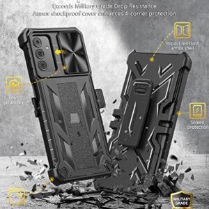 Case for Samsung Galaxy A13 5G: Military Grade Drop Proof Protection Rugged Protective A13 5G/4G Phone Cover with Belt Clip Holster Kickstand & Slide - Shockproof TPU Matte Textured Bumper - Black