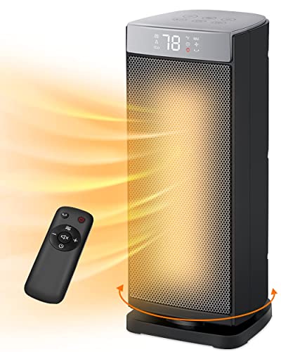 Sunnote Space Heater, 1500W Fast Heating Ceramic Electric Space Heater for Indoor Use with Thermostat, 5 Modes, 24Hrs Timer, LED Display, Oscillating Portable Heaters Ideal for Bedroom & Garage Use