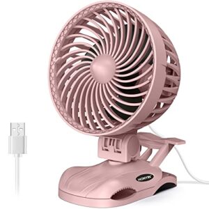 honyin small clip on fan, 6” cvt usb desk fan, strong airflow, quiet table cooling fan, portable personal fan with sturdy clamp for bed office treadmill baby stroller