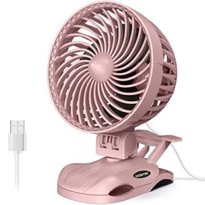 HONYIN Small Clip on Fan, 6” CVT USB Desk Fan, Strong Airflow, Quiet Table Cooling Fan, Portable Personal Fan with Sturdy Clamp for Bed Office Treadmill Baby Stroller