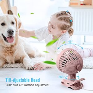 HONYIN Small Clip on Fan, 6” CVT USB Desk Fan, Strong Airflow, Quiet Table Cooling Fan, Portable Personal Fan with Sturdy Clamp for Bed Office Treadmill Baby Stroller