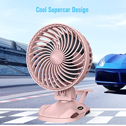 HONYIN Small Clip on Fan, 6” CVT USB Desk Fan, Strong Airflow, Quiet Table Cooling Fan, Portable Personal Fan with Sturdy Clamp for Bed Office Treadmill Baby Stroller