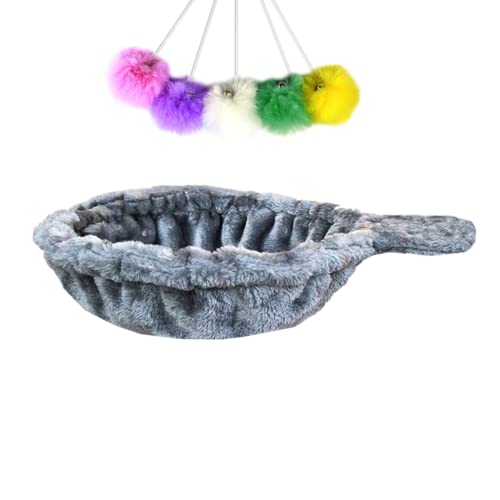 SHENGOCASE 14.6" Grey Nest Basket Lounger Hammock Bed for Cat Tree Cat Tower Replacement, 5-Pack Hanging Toys, Cat Tree Accessories Hammock Attachment (Large Grey)