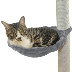 SHENGOCASE 14.6" Grey Nest Basket Lounger Hammock Bed for Cat Tree Cat Tower Replacement, 5-Pack Hanging Toys, Cat Tree Accessories Hammock Attachment (Large Grey)